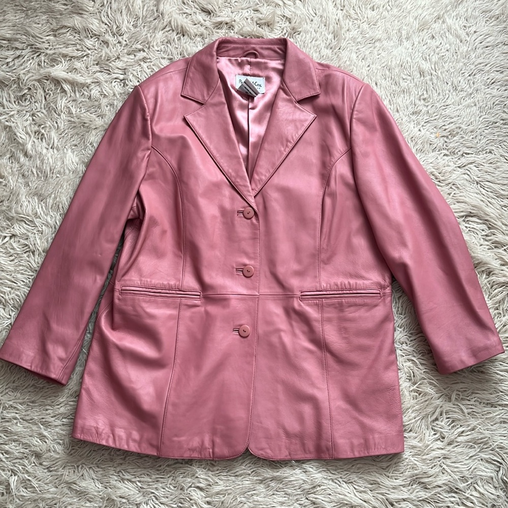 Woman’s large leather jacket